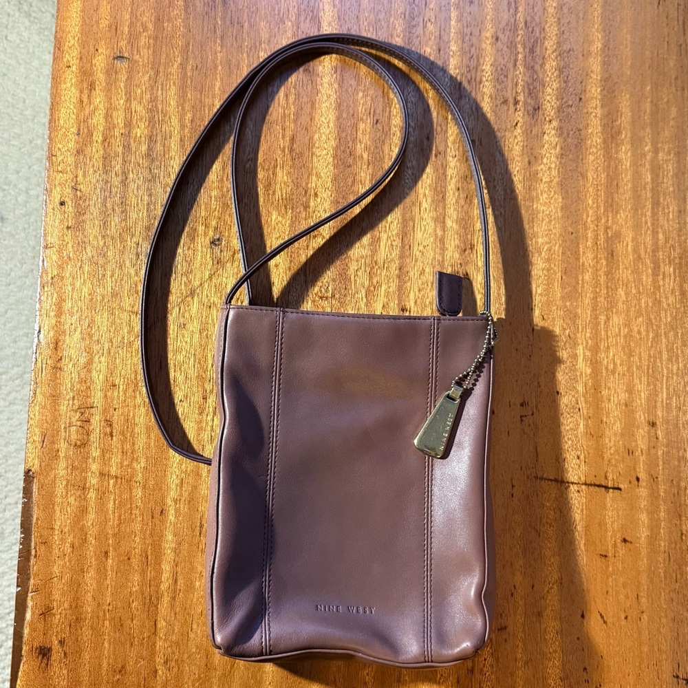 Nine West Small Brown Leather Crossbody Purse